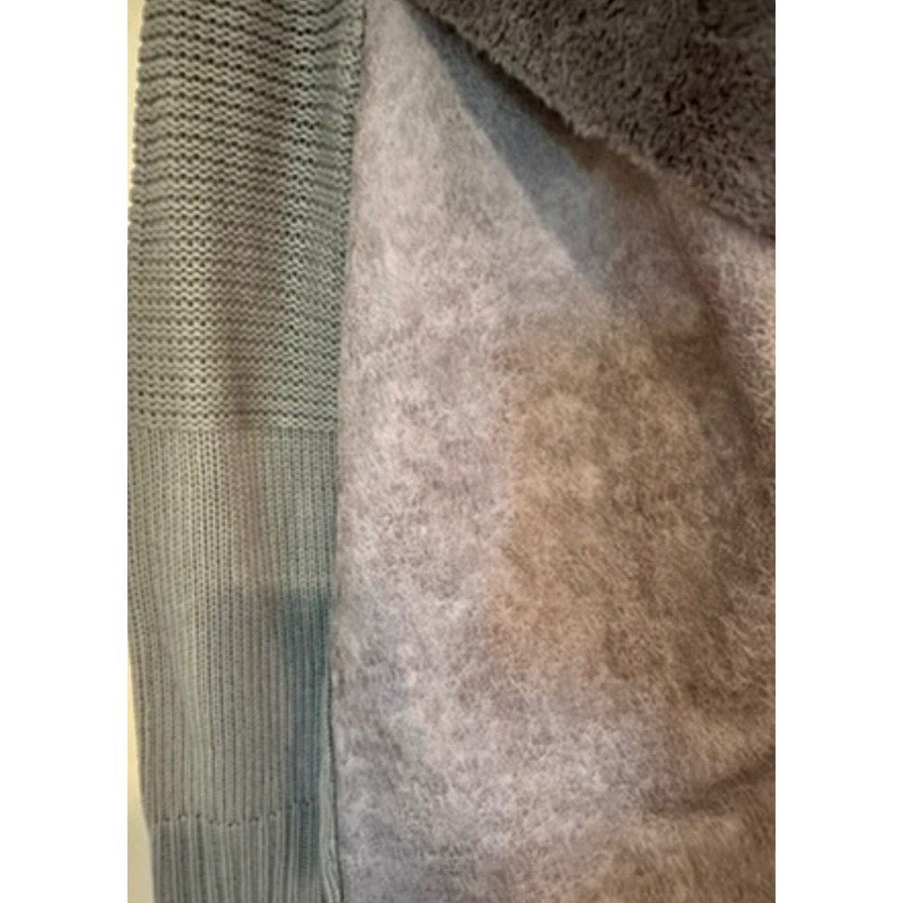 BNCI Faux Fur Collar Drape Front Cardigan‎ Sweater Knit Gray Polyester medium - Picture 9 of 14